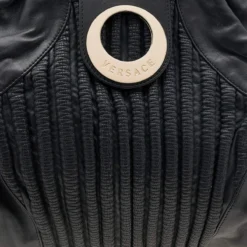 Versace Black Soft Leather Hobo For Women -Versace Official Website luxury women versace used handbags p615012 008