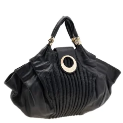 Versace Black Soft Leather Hobo For Women -Versace Official Website luxury women versace used handbags p615012 009