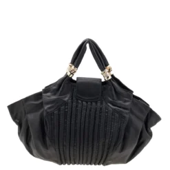 Versace Black Soft Leather Hobo For Women -Versace Official Website luxury women versace used handbags p615012 011