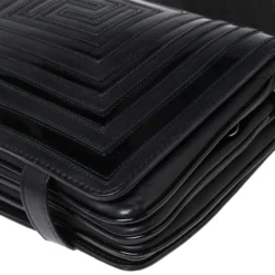 Versace Black Quilted Patent And Leather Flap Shoulder Bag For Women -Versace Official Website luxury women versace used handbags p618304 004