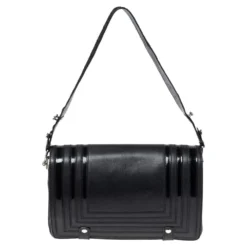 Versace Black Quilted Patent And Leather Flap Shoulder Bag For Women -Versace Official Website luxury women versace used handbags p618304 009