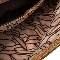 Versace Beige & Yellow Leather And Croc Embossed Leather Woven Detailed Bowler Bag For Women -Versace Official Website luxury women versace used handbags p618742 007