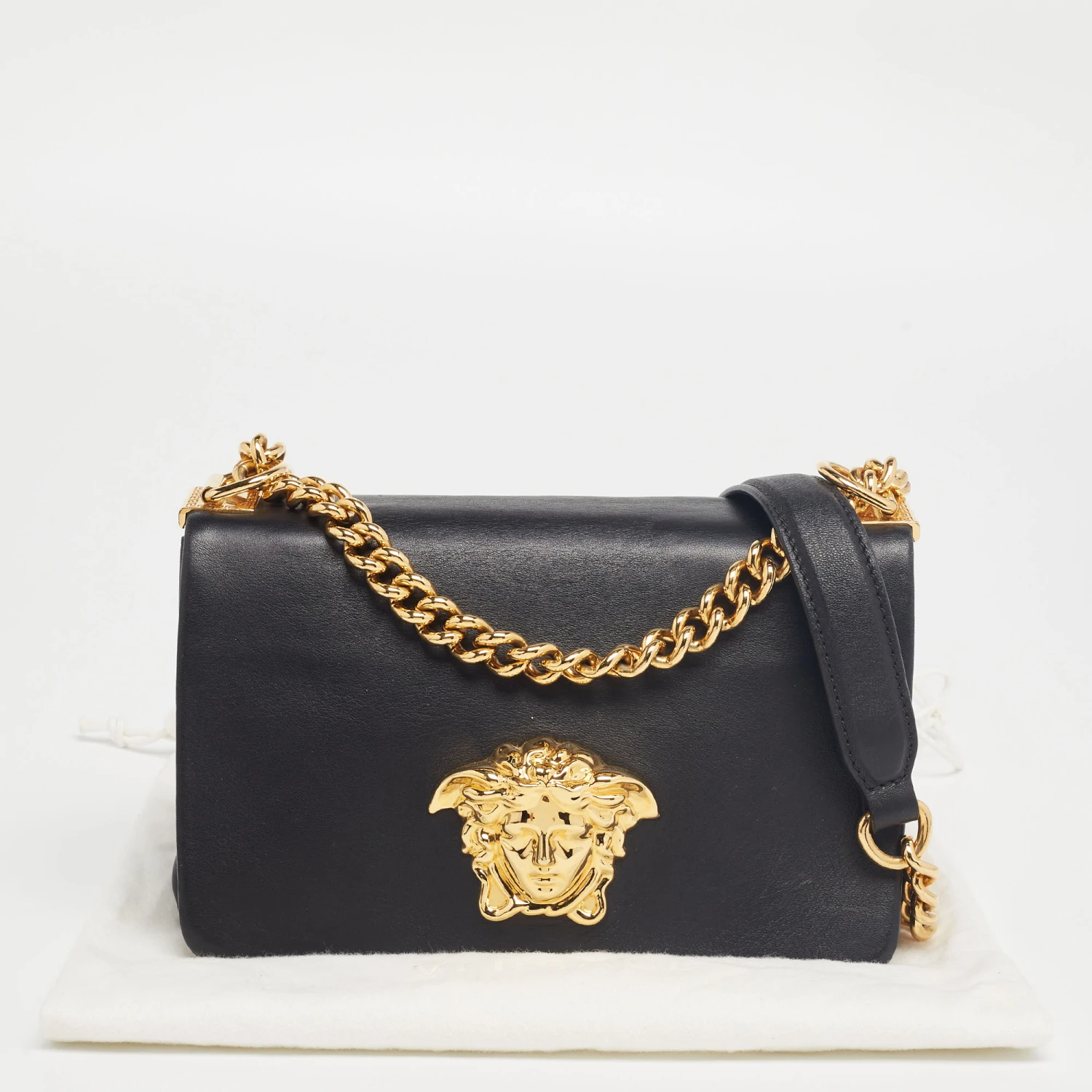 Versace Black Leather Palazzo Sultan Chain Shoulder Bag For Women 9 Versace Black Leather Palazzo Sultan Chain Shoulder Bag For Women - Image 9