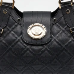 Versace Black Leather Medusa Satchel For Women -Versace Official Website luxury women versace used handbags p622577 009