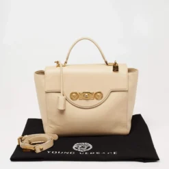 Versace Beige Leather Medusa Top Handle Bag For Women -Versace Official Website luxury women versace used handbags p626222 001