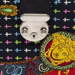 Versace Multicolor Archival Print Canvas And Leather Chaos Couture Studded Boston Bag For Women -Versace Official Website luxury women versace used handbags p626363 011