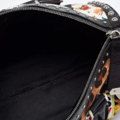 Versace Multicolor Archival Print Canvas And Leather Chaos Couture Studded Boston Bag For Women -Versace Official Website luxury women versace used handbags p626363 013