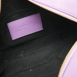 Versace Purple Leather Palazzo Camera Crossbody Bag For Women -Versace Official Website luxury women versace used handbags p641631 001