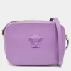 Versace Purple Leather Palazzo Camera Crossbody Bag For Women