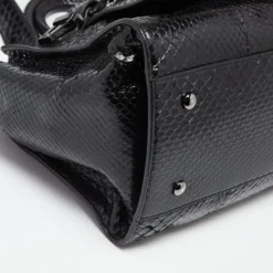 Versace Black Python Leather Medusa Tote For Women -Versace Official Website luxury women versace used handbags p642912 009