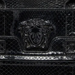 Versace Black Python Leather Medusa Tote For Women -Versace Official Website luxury women versace used handbags p642912 012