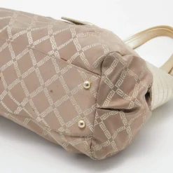 Versace Gold Signature Fabric And Leather Medusa Buckle Satchel For Women -Versace Official Website luxury women versace used handbags p645439 007