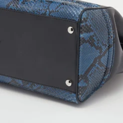 Versace Black/Blue Python And Leather Medusa Palazzo Empire Tote For Women -Versace Official Website luxury women versace used handbags p645575 003