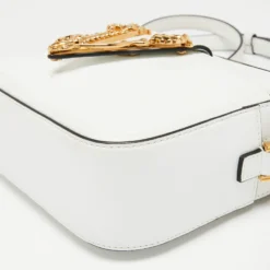 Versace White Leather Virtus Crossbody Bag For Women -Versace Official Website luxury women versace used handbags p647293 011