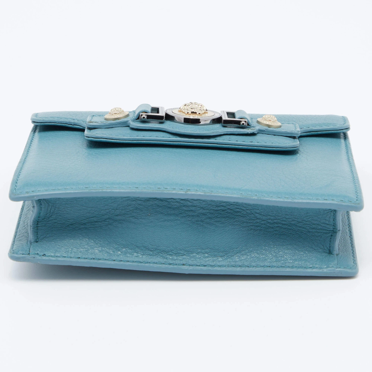 Versace Blue Leather Medusa Buckle Flap Crossbody Bag For Women 6 Versace Blue Leather Medusa Buckle Flap Crossbody Bag For Women - Image 6