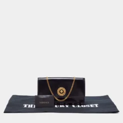 Versace Black Leather Medusa Chain Clutch For Women -Versace Official Website luxury women versace used handbags p662479 003