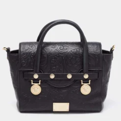 Versace Black Leather Small Medusa Medallion Tote For Women -Versace Official Website luxury women versace used handbags p662494 010