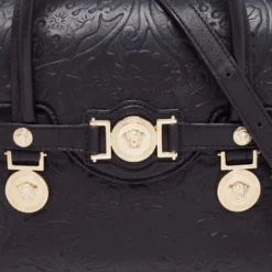 Versace Black Leather Small Medusa Medallion Tote For Women -Versace Official Website luxury women versace used handbags p662494 014