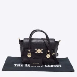 Versace Black Leather Small Medusa Medallion Tote For Women -Versace Official Website luxury women versace used handbags p662494 015
