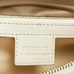 Versace Metallic Pearl Leather Snap Out Of It Satchel For Women -Versace Official Website luxury women versace used handbags p665195 002