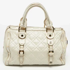 Versace Metallic Pearl Leather Snap Out Of It Satchel For Women -Versace Official Website luxury women versace used handbags p665195 009