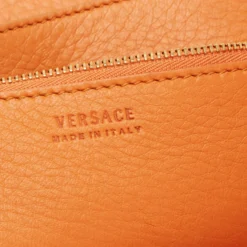 Versace Orange Leather Medusa Medallion Tote For Women -Versace Official Website luxury women versace used handbags p667964 002