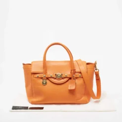 Versace Orange Leather Medusa Medallion Tote For Women -Versace Official Website luxury women versace used handbags p667964 004