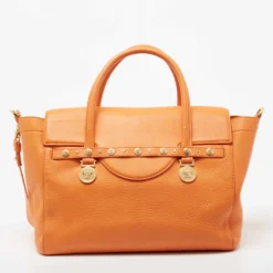 Versace Orange Leather Medusa Medallion Tote For Women -Versace Official Website luxury women versace used handbags p667964 007