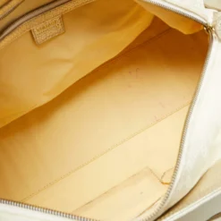 Versace Gold/White Monogram Fabric And Leather V Satchel For Women -Versace Official Website luxury women versace used handbags p668197 012