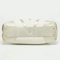 Versace Gold/White Monogram Fabric And Leather V Satchel For Women -Versace Official Website luxury women versace used handbags p668197 016