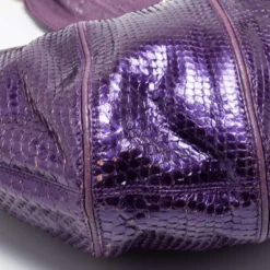 Versace Purple Snakeskin And Leather Crystal Embellished Flap Hobo For Women -Versace Official Website luxury women versace used handbags p670639 006
