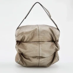 Versace Metallic Grey Leather Hobo For Women -Versace Official Website luxury women versace used handbags p672155 002