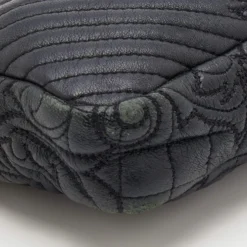 Versace Black Leather Barocco Vanitas Zip Shoulder Bag For Women -Versace Official Website luxury women versace used handbags p679650 001