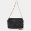 Versace Black Leather Barocco Vanitas Zip Shoulder Bag For Women
