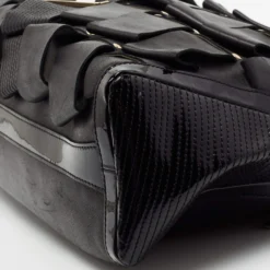 Versace Black Patent And Leather Vanitas Shopping Tote For Women -Versace Official Website luxury women versace used handbags p681227 002