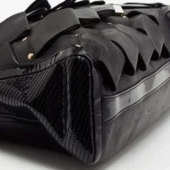 Versace Black Patent And Leather Vanitas Shopping Tote For Women -Versace Official Website luxury women versace used handbags p681227 003