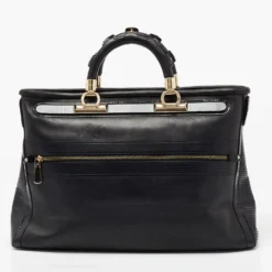 Versace Black Patent And Leather Vanitas Shopping Tote For Women -Versace Official Website luxury women versace used handbags p681227 004