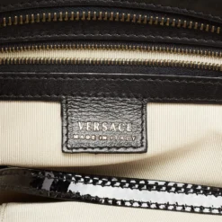 Versace Black Patent And Leather Vanitas Shopping Tote For Women -Versace Official Website luxury women versace used handbags p681227 008