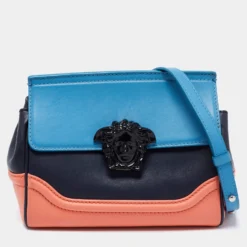 Versace Tri Color Leather Empire Palazzo Shoulder Bag For Women