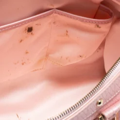 Versace Pink Braided Embossed Leather Snap Out Of It Satchel For Women -Versace Official Website luxury women versace used handbags p681435 010