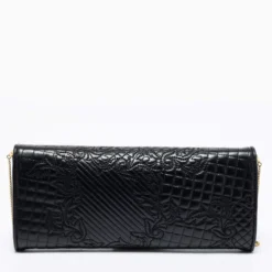 Versace Black Quilted Leather Medusa Chain Clutch For Women -Versace Official Website luxury women versace used handbags p682090 002
