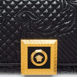 Versace Black Quilted Leather Medusa Chain Clutch For Women -Versace Official Website luxury women versace used handbags p682090 003