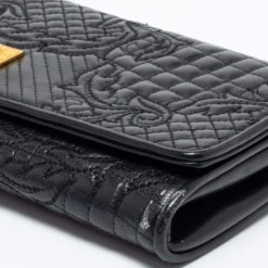 Versace Black Quilted Leather Medusa Chain Clutch For Women -Versace Official Website luxury women versace used handbags p682090 006