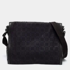 Versace Black Signature Nylon Messenger Bag For Women
