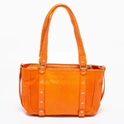 Versace Orange Python And Leather Front Pocket Hobo For Women -Versace Official Website luxury women versace used handbags p683340 005