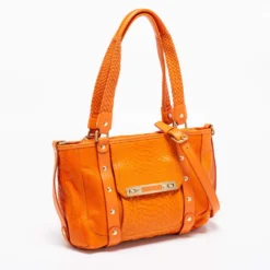 Versace Orange Python And Leather Front Pocket Hobo For Women -Versace Official Website luxury women versace used handbags p683340 007