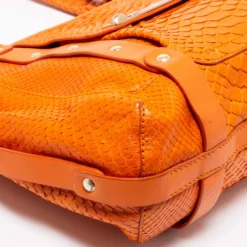 Versace Orange Python And Leather Front Pocket Hobo For Women -Versace Official Website luxury women versace used handbags p683340 010