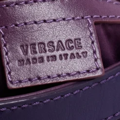 Versace Purple Embossed Leather Hobo For Women -Versace Official Website luxury women versace used handbags p683745 003