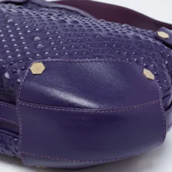 Versace Purple Embossed Leather Hobo For Women -Versace Official Website luxury women versace used handbags p683745 005