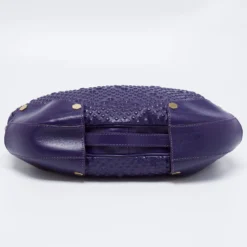 Versace Purple Embossed Leather Hobo For Women -Versace Official Website luxury women versace used handbags p683745 007